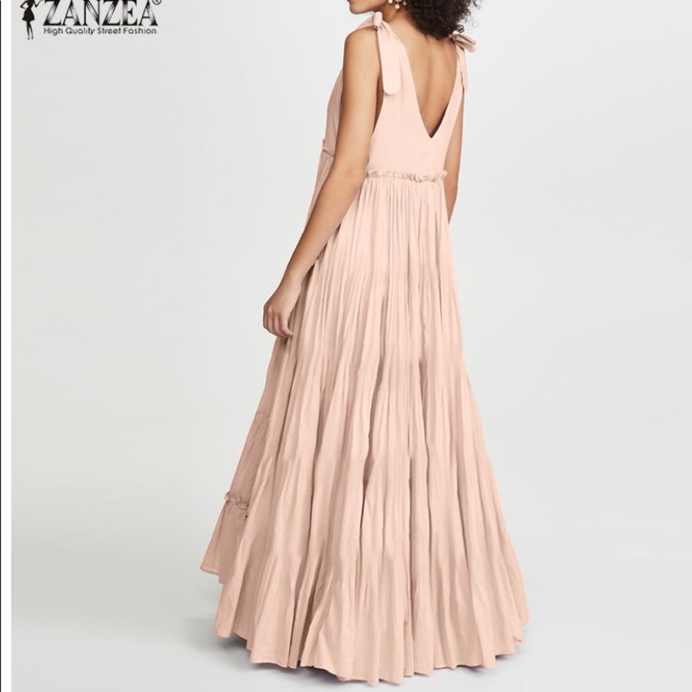 Long Flowing Sundress With Shoulder Ties - Picture 2 of 2